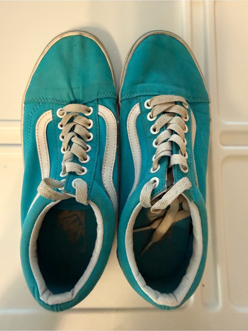 Vans Teal Canvas Low-Top Sneakers with White Stripe